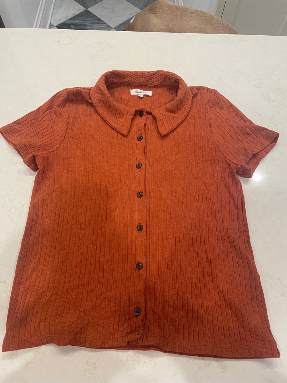 Madewell Rust Ribbed Button-Front Shirt